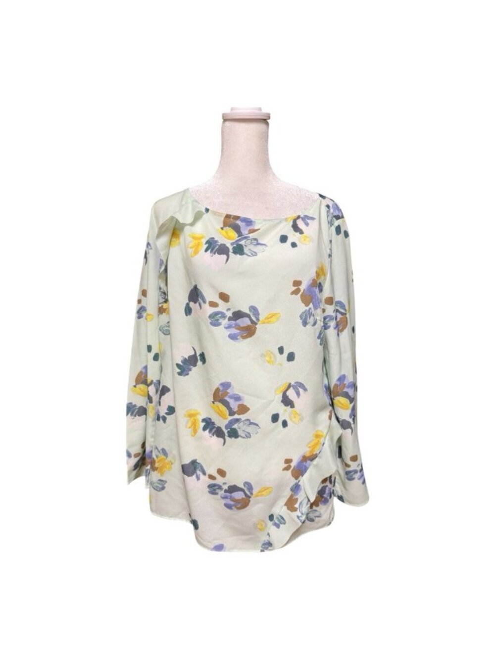 Banana Republic Women’s Floral Blouse Medium Mint Green Long Sleeve Top